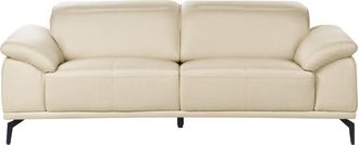Beliani 3-Seater Sofa Beige Faux Leather Push-Back Manually Adjustable Headrest Metal Legs Modern Living Room VEJEN