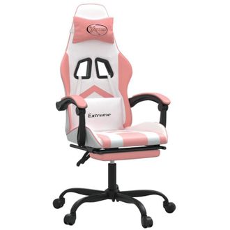 vidaXL Sedia da Gaming Girevole Poggiapiedi Bianca e Rosa Similpelle vidaXL