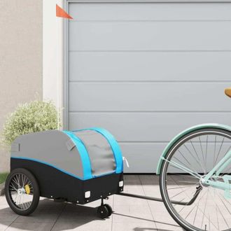 vidaXL Remolque Para Bicicleta Hierro Negro Y Azul 30 Kg Vidaxl