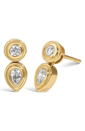 Adina Reyter Groovy Lab Grown Diamond Pear Drop Earrings in 14K Yellow Gold at Nordstrom