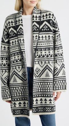 Lucky Brand Fair Isle Shawl Collar Cardigan in Caviar Multi at Nordstrom Rack, Size Xx-Large