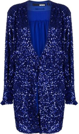 Rotate sequin-embellished V-neck wrap dress - women - Polyamide/Recycled Polyester/Spandex/Elastane/Spandex/Elastane - 34 - Blue