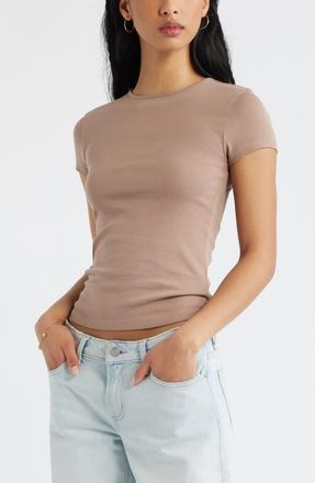 BP. Stretch Cotton Blend Baby Tee in Brown Fresco at Nordstrom, Size Xx-Small