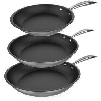 Cecotec Cecotec - Set De Sartenes Polka Classy 20-24-28 Bucket Set Steel Di&aacute;metro 20-24-28 Cm, Acero Inoxidable 18/10, Revestimiento Antiadherente, Mango Rema