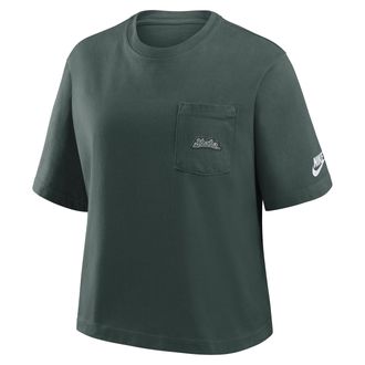 Nike Michigan State Legacy Pocket Boxy Nike Womens College T-Shirt in Green | 11CM3EYMSV-SYF