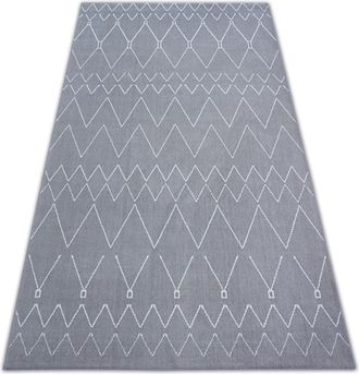 RugsX Rugsx - Alfombra Sense Micro 81249 Zigzag Etno Plateado/blanco Grey 120x170 Cm