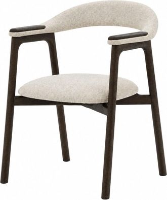 Woodek Silla de roble macizo espresso y tejido beige
