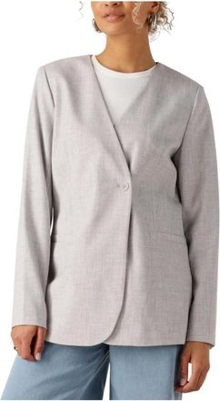 Modstr&ouml;m Jassen, Dames, Grijs, XS, Leer, Heartmd Fitted Blazer