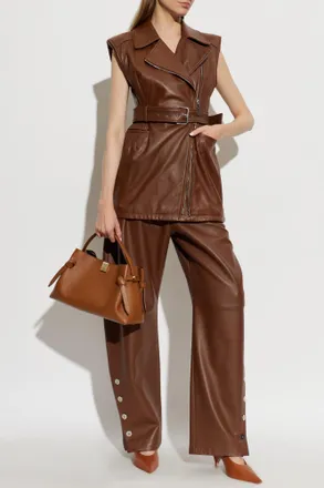 Sportmax Leather Vest Favella, Womens, Brown