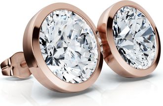 Pompeii3 Certified 6Ct TW Martini Bezel Diamond Studs 14k Gold Lab Grown