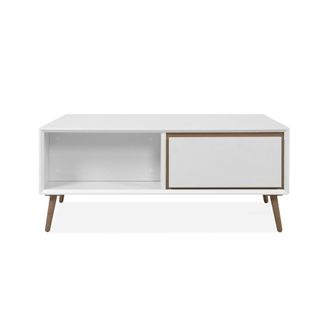 Calicosy Mesa de centro 2 cajones l94 cm - roble y blanco