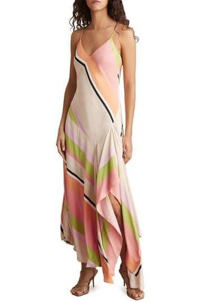Reiss Hallia Stripe Drop Waist Maxi Dress in Pink/Green at Nordstrom Rack, Size 12