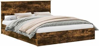 vidaXL Cama Con Almacenamiento Con Cabecera Roble Ahumado 160 X 200 Cm Vidaxl