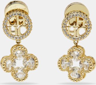 Carolina Herrera Carolina Herrera Ch Crystals Gold Tone Earrings