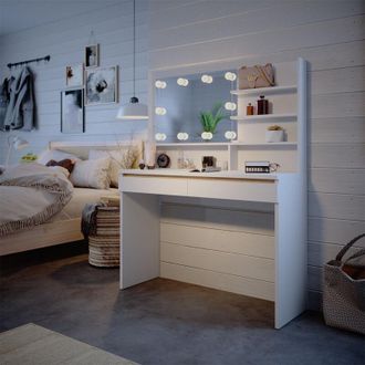 Vicco Tocador Emma, Blanco, 120 Cm Con Repisa De Espejo E Iluminaci&oacute;n Led