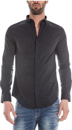 Armani Jeans Blouses Shirts - Heren - Casual Overhemden - Zwart - S - Katoen - Overhemden