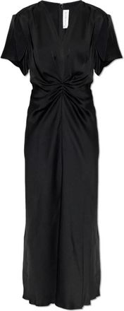 Victoria Beckham Satijnen jurk met draperie - Dames - Casual kleedjes - Zwart - S - Satijn - Kleedjes