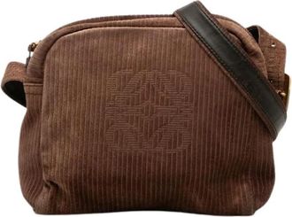 Loewe Pre-owned Corduroy Schoudertas - Dames - Vintage Schoudertas - Bruin - ONE Size - Vintage