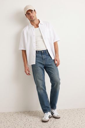 Trendyol MAN Heren Donkerblauw Effen Baggy Normale taille Jeans