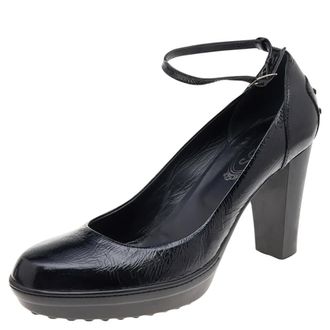 Tod's Tods Black Patent Leather Ankle Strap Pumps