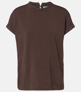 Brunello Cucinelli Monili cotton-blend T-shirt