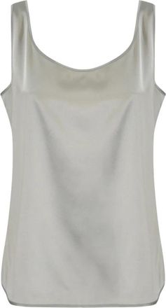 Max Mara Elegante Zijden Top Pan - Dames - Tops zonder mouwen - Grijs - XS - Satijn - Tops