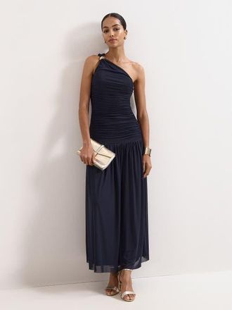 Phase Eight Melina Ruched Midi Dress in Navy at Nordstrom, Size 12