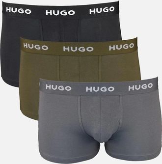 HUGO BOSS Mens HUGO 3-Pack Boxer Trunks, Black, Green, Grey - Size: 32/33/32