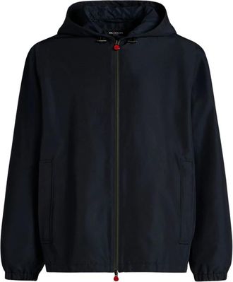 Kiton Hooded Technical Fabric Jacket - Heren - Zomerjassen - Blauw - 2XL - Jassen