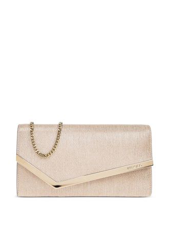 Jimmy Choo London metallic-leather clutch bag - women - Calf Leather - One Size - Neutrals