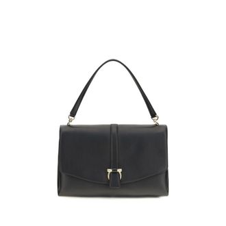 Ferragamo Black Calf Leather Bos Taurus Shoulder Womens Bag