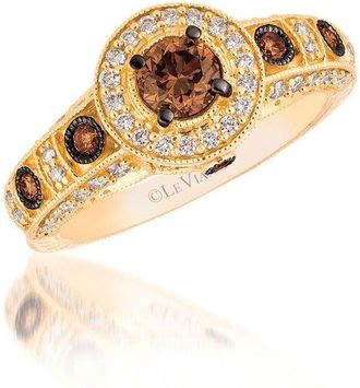 Le Vian Ladies Chocolate And Honey Solitaire Rings set in 14K Honey Gold
