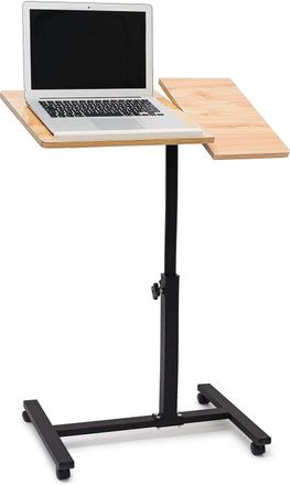 OEM Mesa Para Port&aacute;til, Altura Regulable, Ruedas, Soporte Plegable, Alto X Ancho X Profundidad: 95 X 60 X 40,5 Cm, Madera De &Eacute;bano, Color Amarillo
