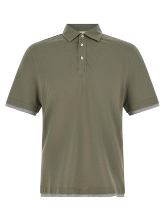 Brunello Cucinelli Green Solid Shirt Collar Polo