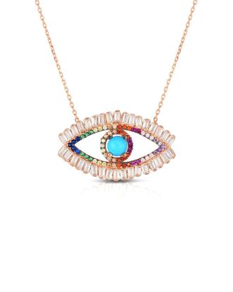 Sphera Milano 14K Over Silver Cz Asa Evil Eye Necklace