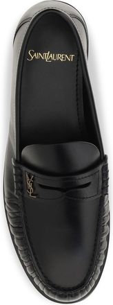 Saint Laurent Womens Loafers Laurent Black Calf Leather