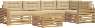 vidaXL Conjunto De Sof&aacute;s De Exterior 6 Uds. Y Beige Poli&eacute;ster Vidaxl