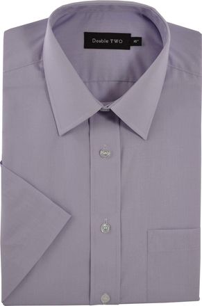 Double TWO Mens Classic Cotton Blend Half Sleeved Shirt (3300) in Lilac in (Collar 22/Chest 64-62)
