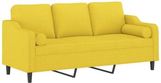 vidaXL Sof&aacute; De 3 Plazas Con Cojines Tela Amarillo Claro 180 Cm Vidaxl