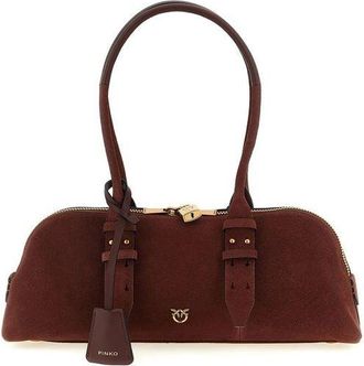 Pinko Womens Shoulder Bag Bordeaux Cow Leather - Shoulder-Bags