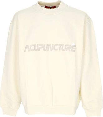 Acupuncture Licht Crewneck Sweatshirt met Bear Print - Heren - Sweatshirts - Beige - S - Katoen - Hoodies & sweatvesten