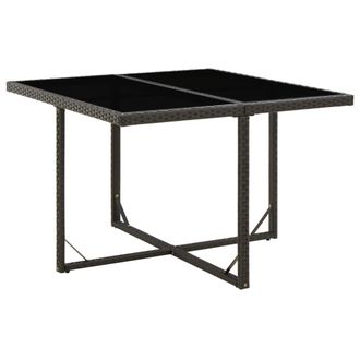 vidaXL Mesa De Jard&iacute;n Rat&aacute;n Sint&eacute;tico Y Vidrio Negra 109x107x74 Cm Vidaxl