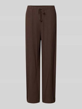 Jake*s Casual Stoffhose aus Viskose-Leinen-Mix mit elastischem Bund in Dunkelbraun, Gr&ouml;&szlig;e 34