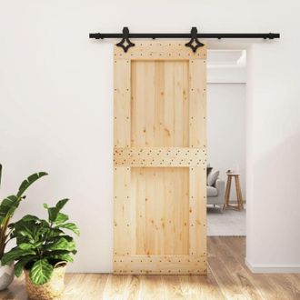 vidaXL Vidaxl - Puerta Corredera Con Herrajes Madera Maciza De Pino 85x210 Cm