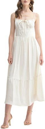 All in Favor Corset Bodice Textured Midi Dress in Ivory at Nordstrom Rack, Size X-Large