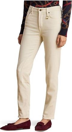Lauren Ralph Lauren High-Rise Skinny Ankle Jeans Womens Jeans Cream Wash : 12 28, Viscose/Polyester/Elastane