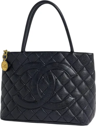 Chanel Black Grained Calfskin Tote Bag (Pre-Owned)