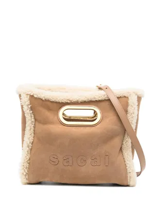 sacai small shearling tote bag - women - Lamb Shearling - OS - Neutrals