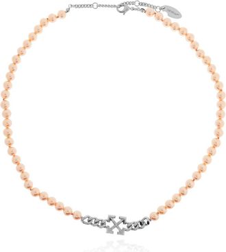 Off-white Korte Glazen Parels Ketting - Dames - Kettingen - Veelkleurig - ONE Size - Accessoires