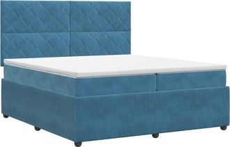 vidaXL Cama Box Spring Con Colch&oacute;n Azul 200 X 200 Cm Terciopelo Vidaxl